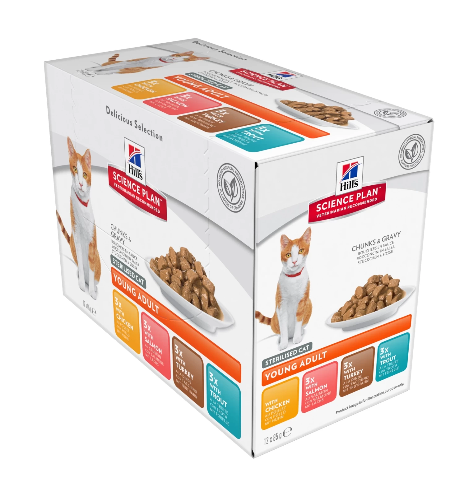 Hill's Science Plan - Feline Sterilised Young Adult 4 Saveurs (12x85g) 1 Hill's Science Plan - Feline Sterilised Young Adult 4 Saveurs (12x85g)